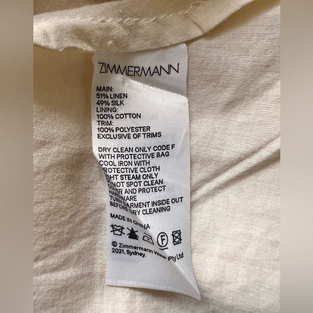 NWOT Zimmermann Tempo Disc Embellishment Chiffon Mini Linen Skirt Size AU 2 - Picture 10 of 12